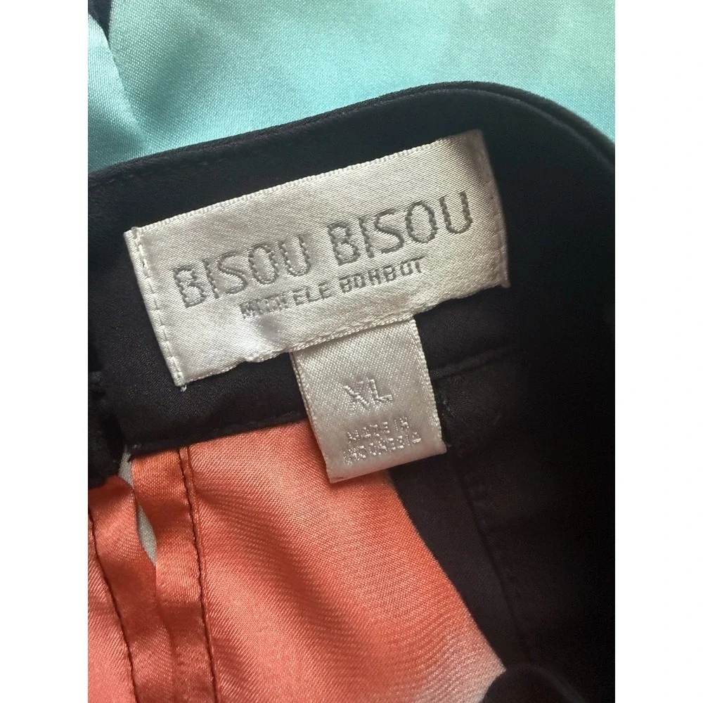 Bisou Bisou XL Colorful Geometric Print Halter Top Sleeveless Mock Neck Blouse
